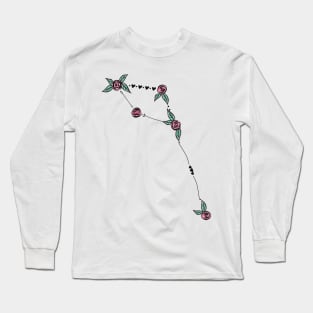 Delphinus (Dolphin) Constellation Roses and Hearts Doodle Long Sleeve T-Shirt